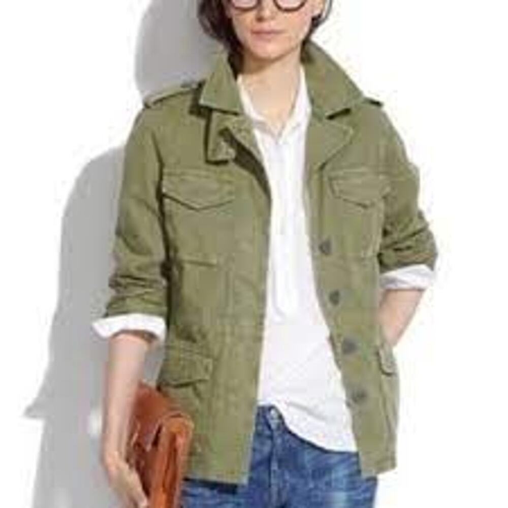 Madewell Outbound Utility Field Jacket Army Green Button Front Women XS